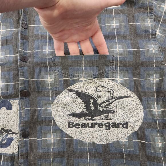 VTG Paragraff T Shirt Mens XL Plaid Beauregard PCC Graphic Pocket Button Down Up - Picture 7 of 11